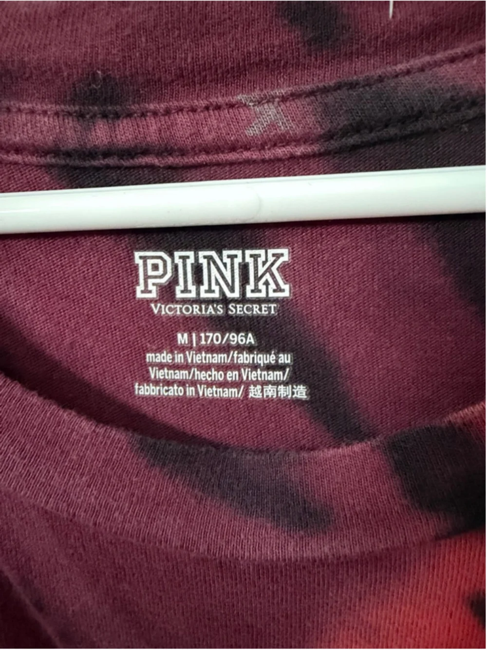 PINK Victoria's Secret M Tie-Dye Short Sleeve Tee Red Pink